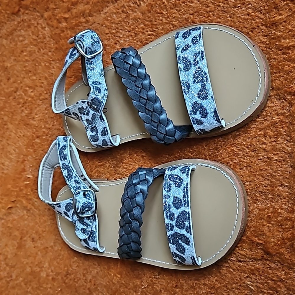 Gray Glitter Leopard Zoe Sandals from Monkey Feet
